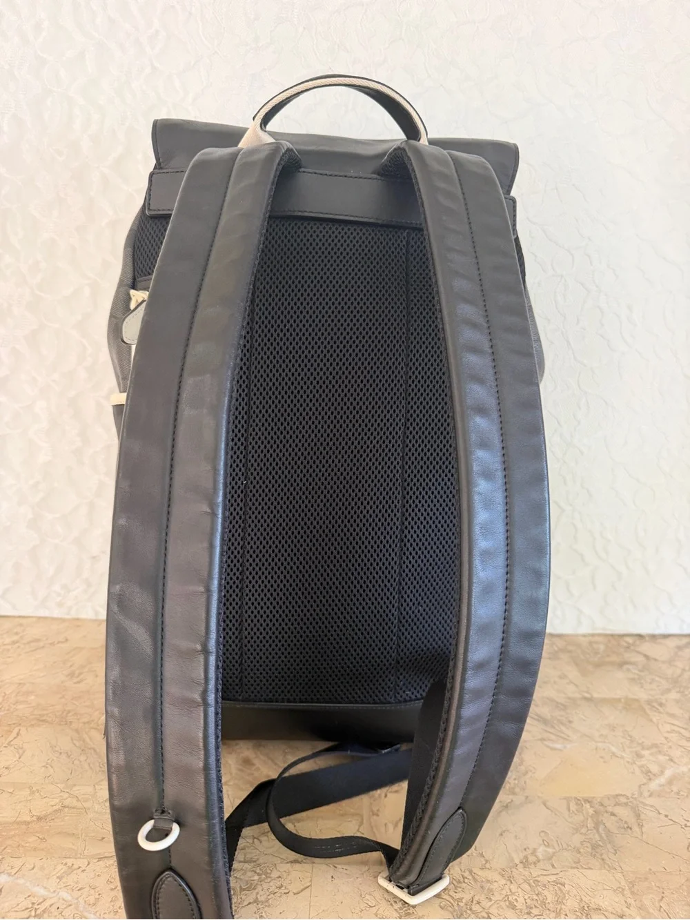 Coach Black & Chalk coated Signature leather unisex men’s track Backpack C6654